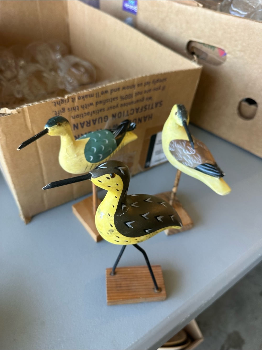 Handcrafted Yellow Shorebird Figurines Set - Home Accents